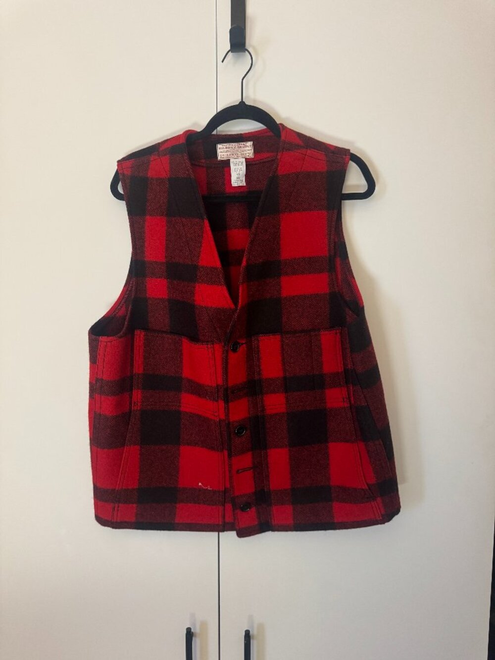 Vintage Filson Mackinaw Wool Vest Red and Black 44 - Excellent Condition